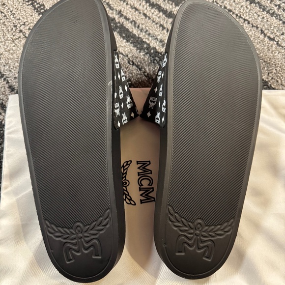 MCM Monogram Slides Black & White Mens Size 12 (45 eu) - Picture 4 of 5